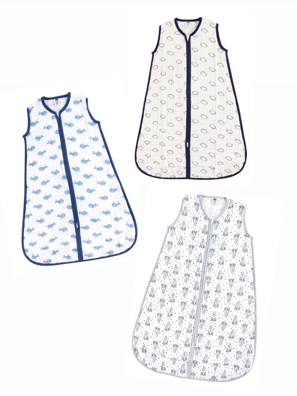 Hudson Baby Muslin Cotton Sleepsacks, Set of 3, 6-12 months, Summer Sleepsack